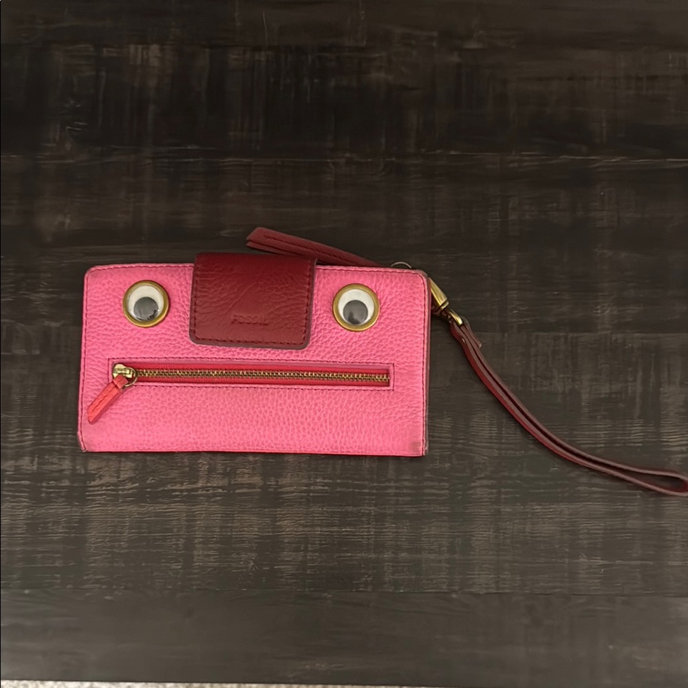 Fossil Pink Leather Wristlet